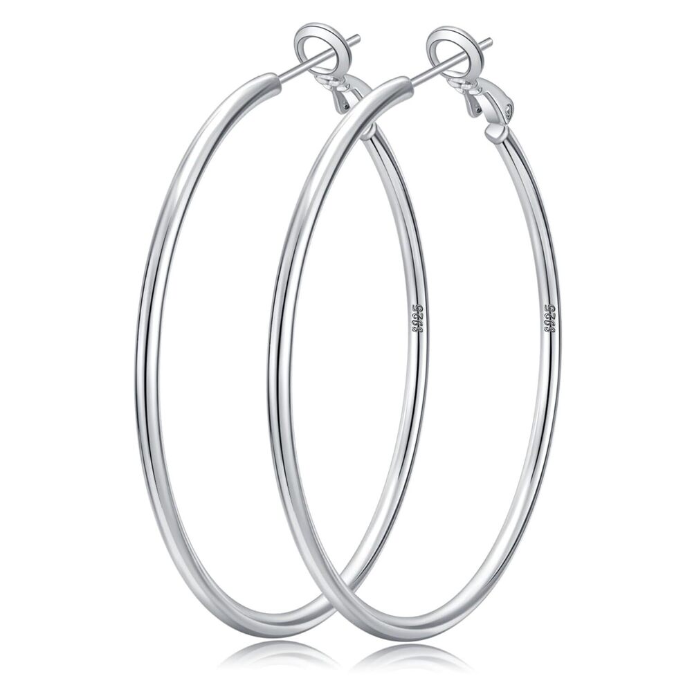 925 Sterling Silver Hoop Earrings for Women Hypoallergenic Lightweight